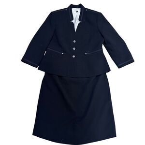 EUC Tahari ASL Women's Black Skirt Suit Set Size 14 Petite Formal 2 Piece